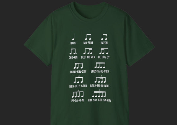 Composer Rhythm Music Gift Bach Mozart Beethoven Chopin T-Shirt